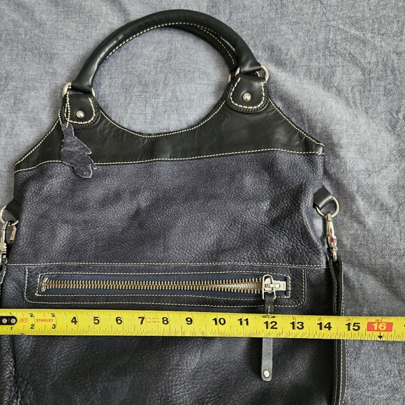 Roots Canada Leather Large Tote Bag in navy and black - Picture 6 of 6